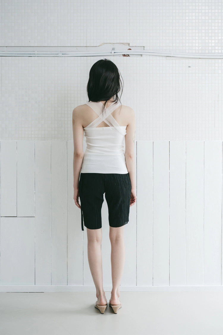 pleated biker shorts