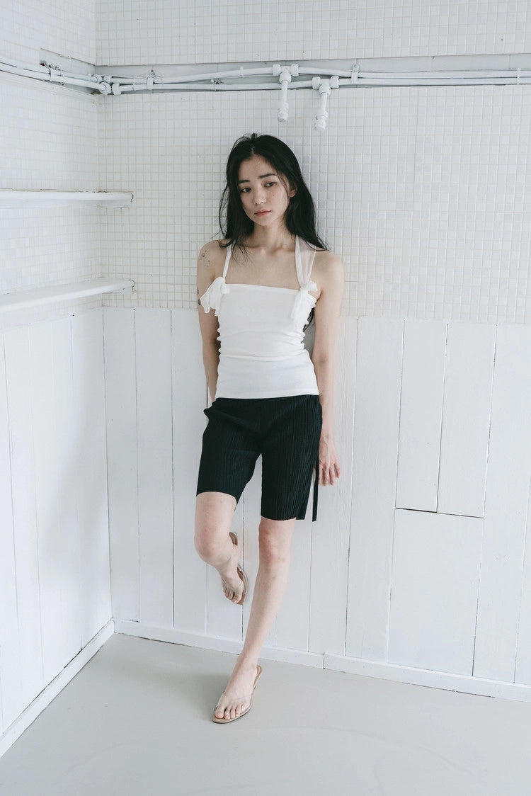 silky strap top in white