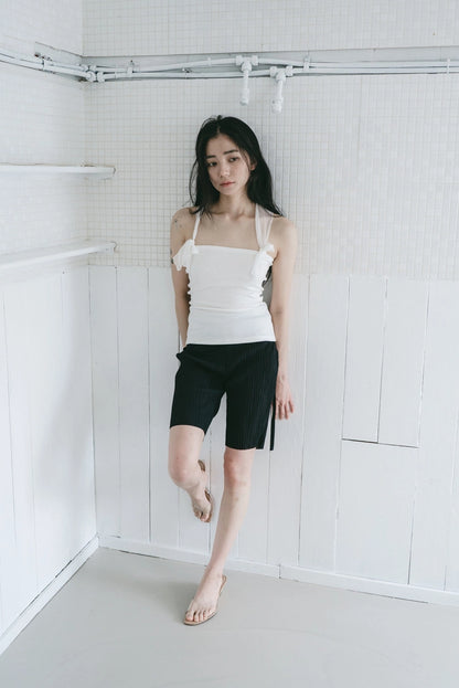 silky strap top in white