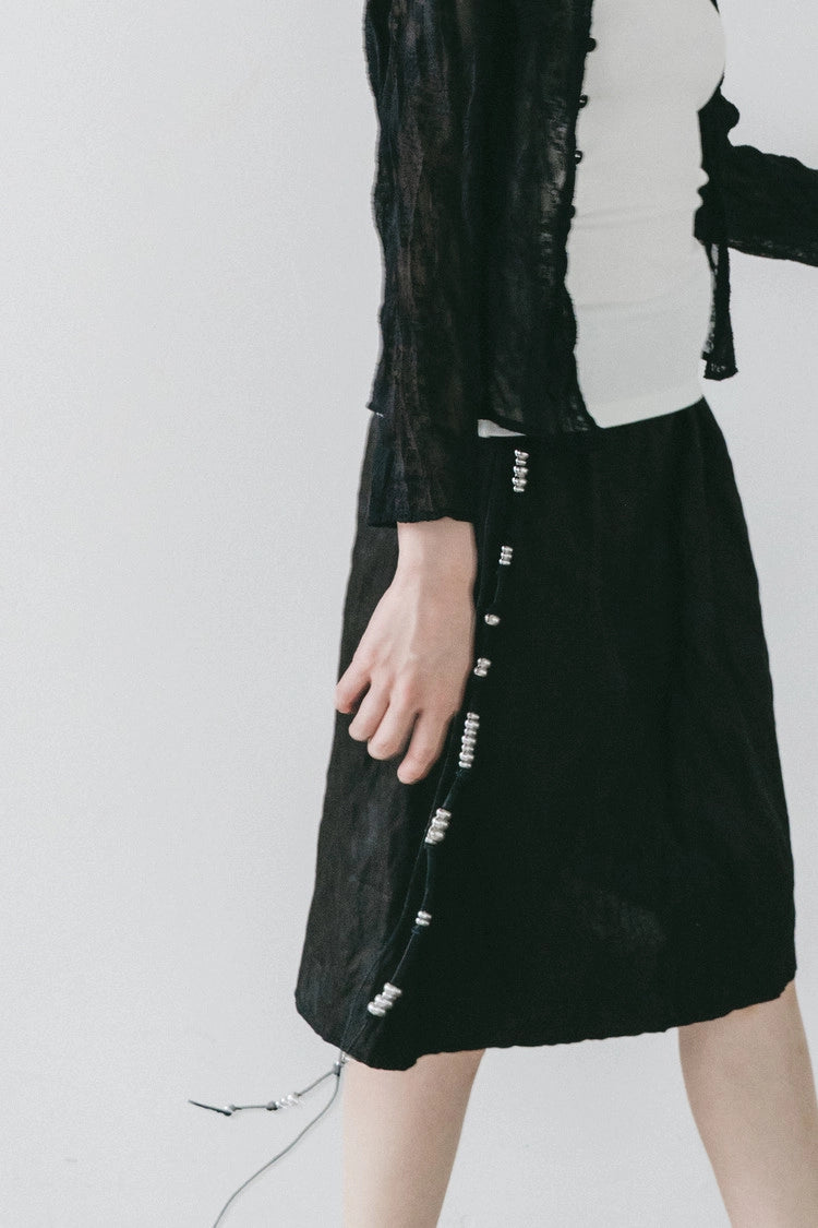 silver bead drawstring skirt