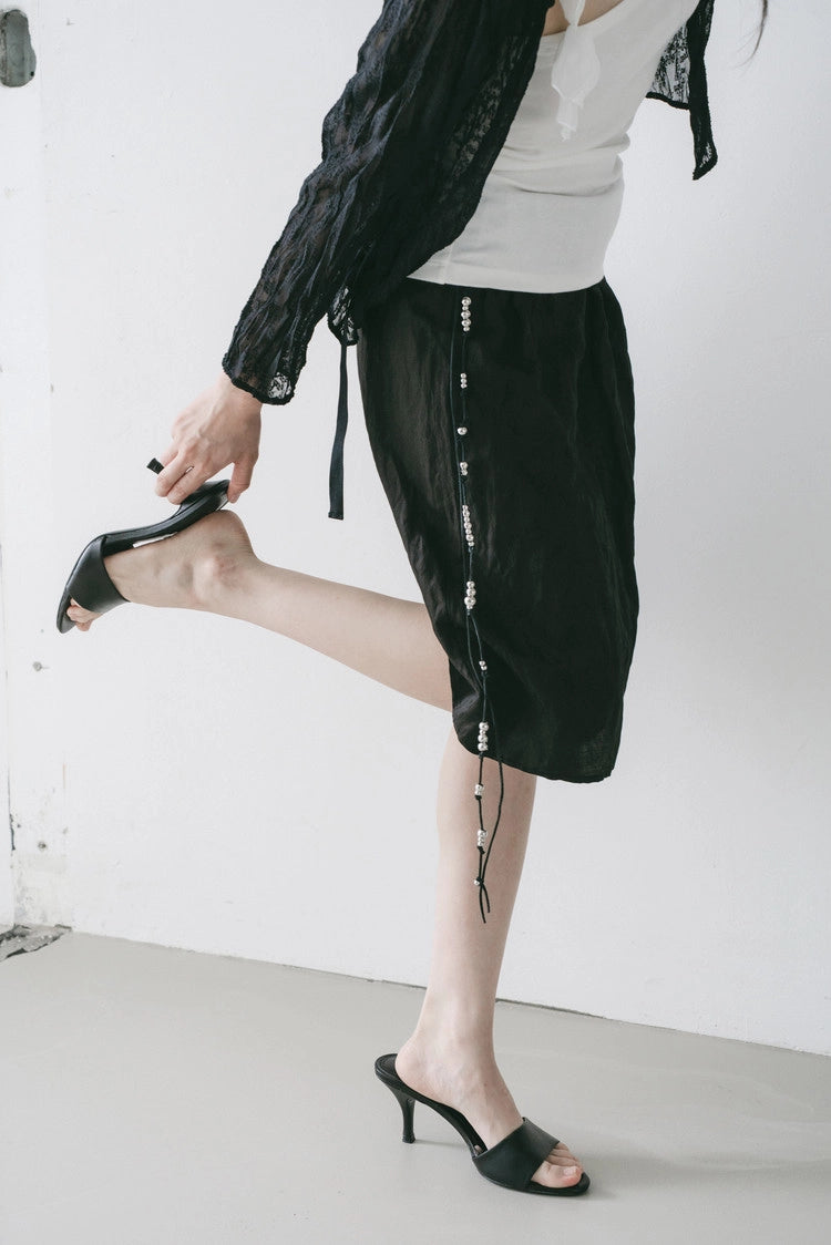 silver bead drawstring skirt