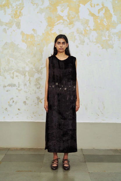 Lila Starry nights brown charcoal velvet dress