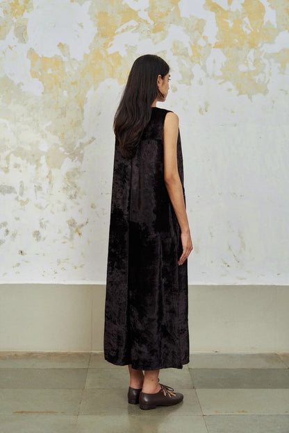 Lila Starry nights brown charcoal velvet dress