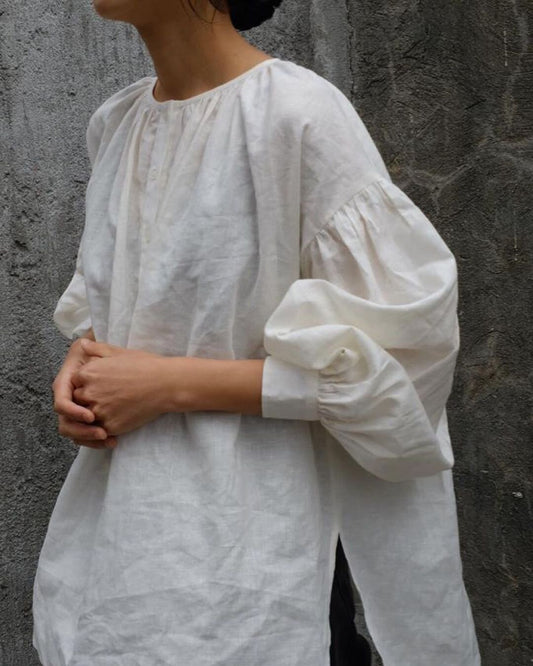 Puffy linen blouse