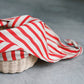 French Stripe Linen Rattan Basket