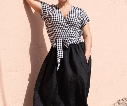 Linen Madrid Wrap Top